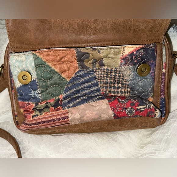 Brown Leather Crossbody Bag with Transparent Panel - Picture 3 of 5